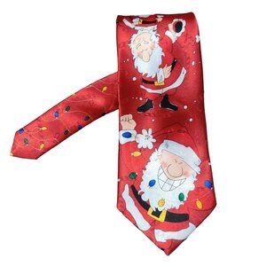 NovelTies Mens Necktie Christmas Tie Santa Claus Hallmark Yule Greetings Red